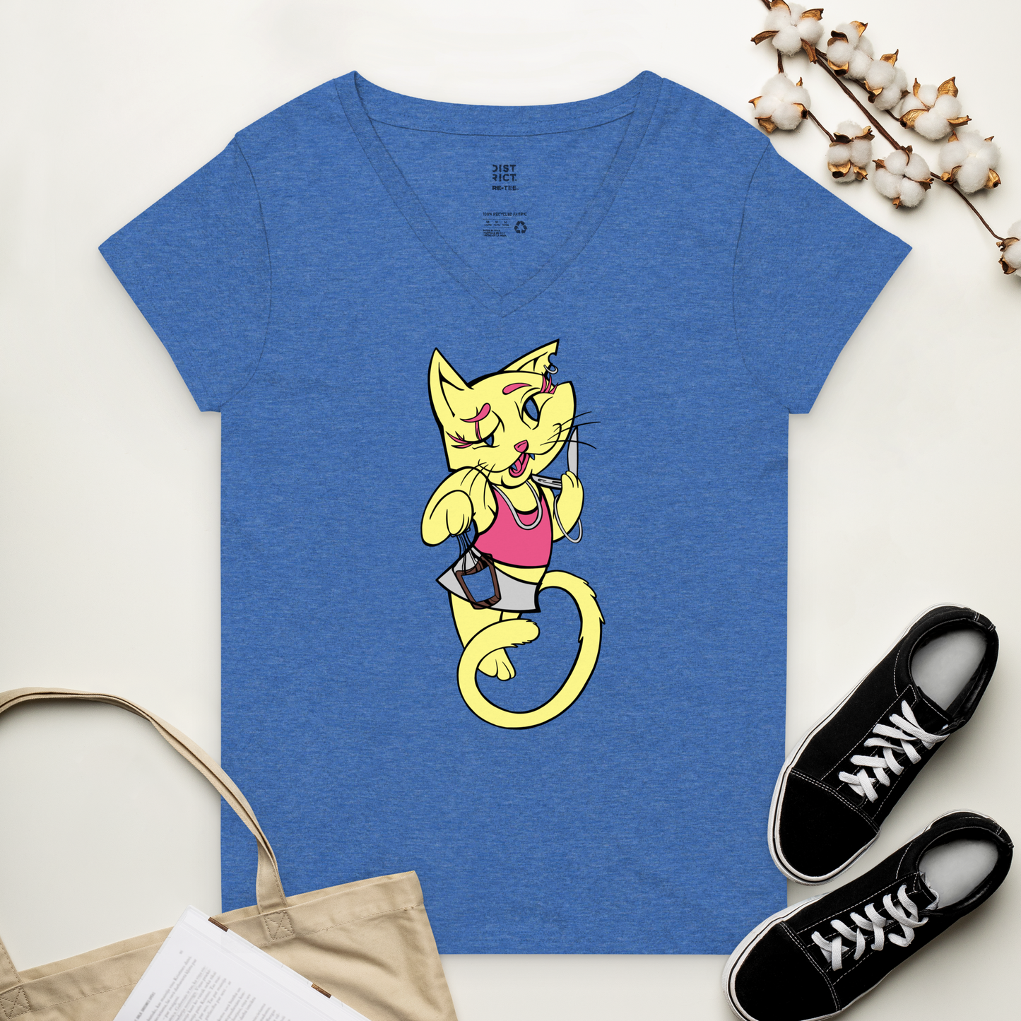 Whiskey Kitty v-neck t-shirt