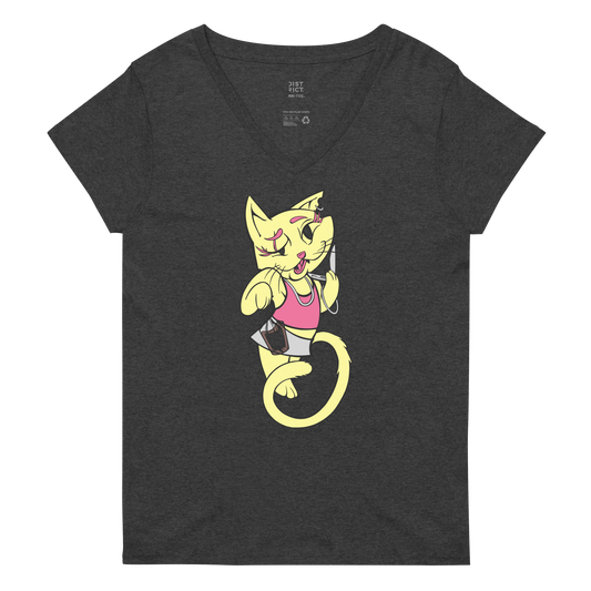 Whiskey Kitty v-neck t-shirt